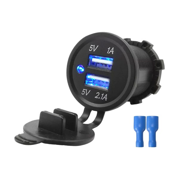USB Şarj Portu 2 Çıkışlı Silikon Kapaklı 12-32V Giriş