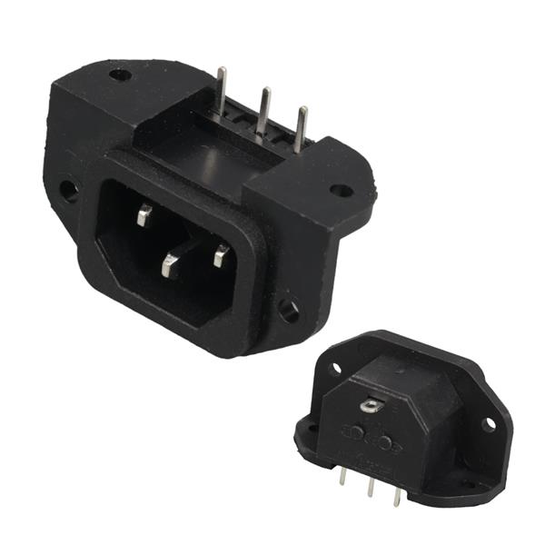 C14 POWER SOKET ERKEK KULAKLI 90 Derece PCB Tipi
