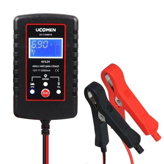 UCOMEN UC-C120201A SİYAH 6/12V MAX 2A LED GÖSTERGELİ AKÜ ŞARJ CİHAZI