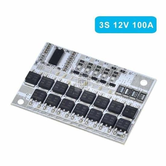 3S 100A 12.6V Balanslı Lityum Batarya BMS (Beyaz PCB)