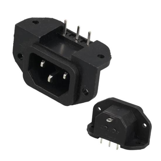 C14 POWER SOKET ERKEK KULAKLI 90 Derece PCB Tipi